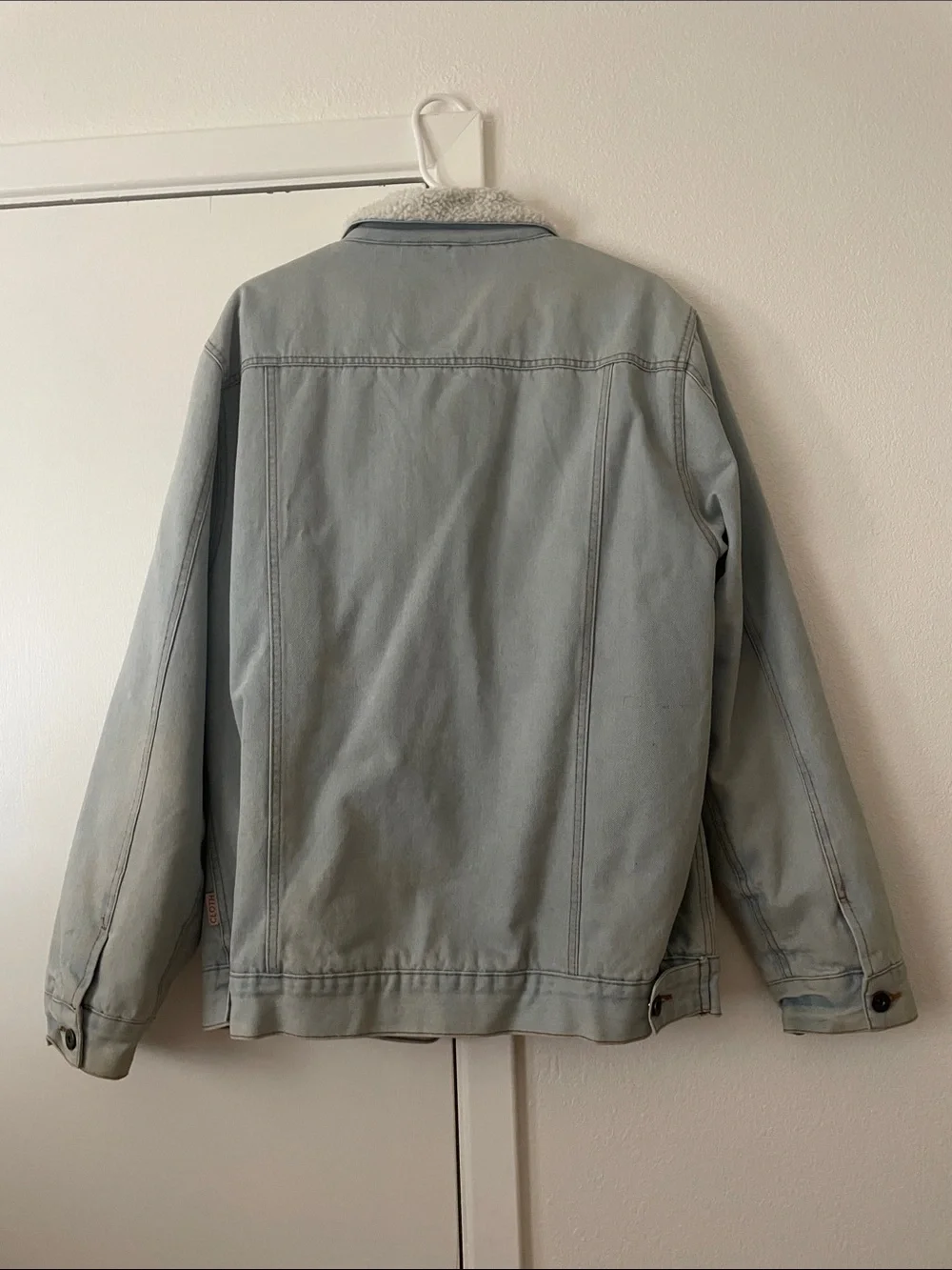 Light Blue Sherpa Collar Denim Jacket for Men